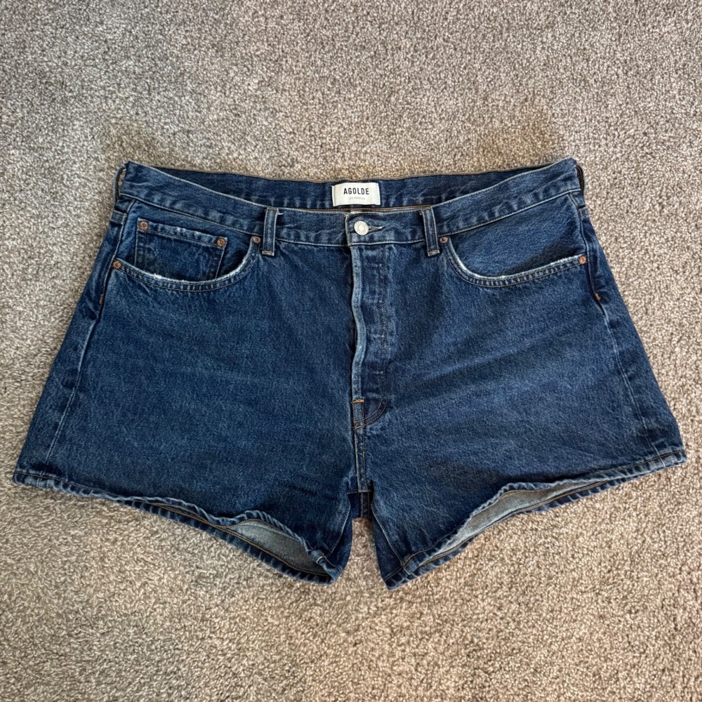 High Waisted Denim Agolde Shorts Size 34 Dark Wash